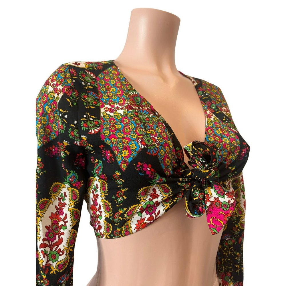 Show Me Your Mumu Nat-Tie-Lie Top Print Black Small